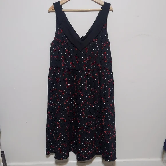 Torrid Retro Chic 50's Rockabilly Black and Red Midi Dress - Picture 3 of 8